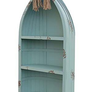 Contemporary Home Living 34.25" Teal Blue Handcrafted Canoe Shelf with Rope