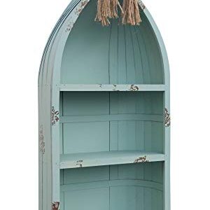 Contemporary Home Living 34.25" Teal Blue Handcrafted Canoe Shelf with Rope