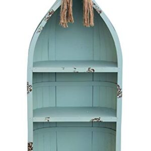 Contemporary Home Living 34.25" Teal Blue Handcrafted Canoe Shelf with Rope