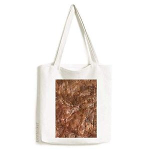 brown rock rough surface pattern tote canvas bag shopping satchel casual handbag