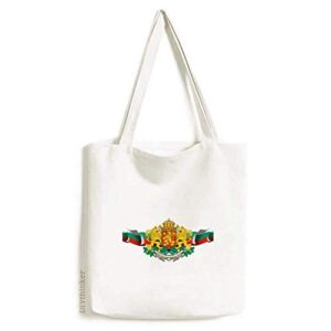 bulgaria flag national emblem tote canvas bag shopping satchel casual handbag