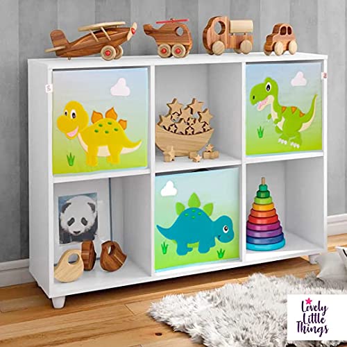 LOVELY LITTLE THINGS STORAGE BIN - Dino Storage Bins Foldable - Toy Box Collapsible Cube - Boxes for Shelves - Storage Box Decorative - Kids Toys Organizer - (Square Dino Trio)