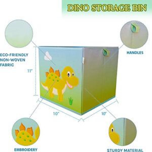 LOVELY LITTLE THINGS STORAGE BIN - Dino Storage Bins Foldable - Toy Box Collapsible Cube - Boxes for Shelves - Storage Box Decorative - Kids Toys Organizer - (Square Dino Trio)