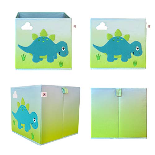 LOVELY LITTLE THINGS STORAGE BIN - Dino Storage Bins Foldable - Toy Box Collapsible Cube - Boxes for Shelves - Storage Box Decorative - Kids Toys Organizer - (Square Dino Trio)