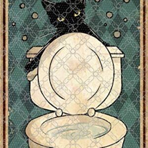 Personalized Metal Sign for Backyard Flush It Good Flush It Real Good Funny Bathroom Black Cat Tin Sign Black Cat Lover Gifts Bathroom Wall Art Farmhouse Signs Black Cat Print