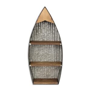 contemporary home living 10.5″ gray and brown wall hanging boat with shelves
