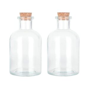 magic season decorative glass bottles with cork stoppers (5 fl oz. round bottles / 2 pcs)