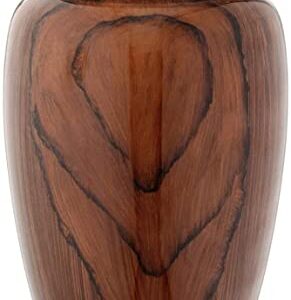 BOLD & DIVINE Cherry Wood Grain Finish Cremation Urn | Human Ashes Adult Memorial urn, Burial, Funeral Cremation Urns | 200 Cubic Inches Adult