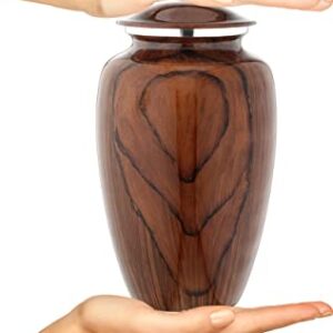 BOLD & DIVINE Cherry Wood Grain Finish Cremation Urn | Human Ashes Adult Memorial urn, Burial, Funeral Cremation Urns | 200 Cubic Inches Adult