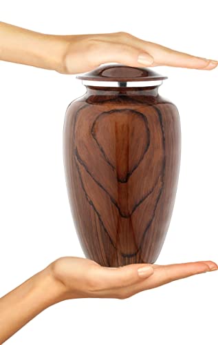 BOLD & DIVINE Cherry Wood Grain Finish Cremation Urn | Human Ashes Adult Memorial urn, Burial, Funeral Cremation Urns | 200 Cubic Inches Adult