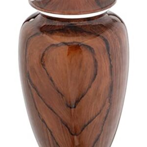 BOLD & DIVINE Cherry Wood Grain Finish Cremation Urn | Human Ashes Adult Memorial urn, Burial, Funeral Cremation Urns | 200 Cubic Inches Adult