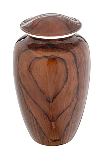 BOLD & DIVINE Cherry Wood Grain Finish Cremation Urn | Human Ashes Adult Memorial urn, Burial, Funeral Cremation Urns | 200 Cubic Inches Adult