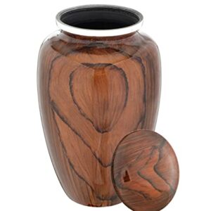 BOLD & DIVINE Cherry Wood Grain Finish Cremation Urn | Human Ashes Adult Memorial urn, Burial, Funeral Cremation Urns | 200 Cubic Inches Adult