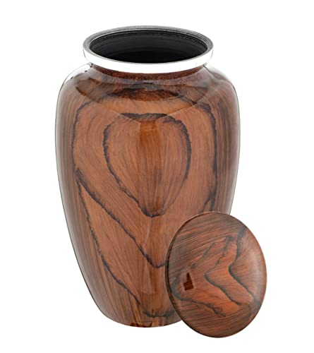 BOLD & DIVINE Cherry Wood Grain Finish Cremation Urn | Human Ashes Adult Memorial urn, Burial, Funeral Cremation Urns | 200 Cubic Inches Adult