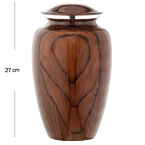 BOLD & DIVINE Cherry Wood Grain Finish Cremation Urn | Human Ashes Adult Memorial urn, Burial, Funeral Cremation Urns | 200 Cubic Inches Adult