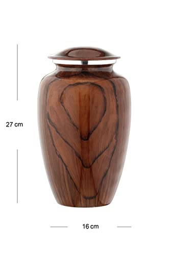 BOLD & DIVINE Cherry Wood Grain Finish Cremation Urn | Human Ashes Adult Memorial urn, Burial, Funeral Cremation Urns | 200 Cubic Inches Adult