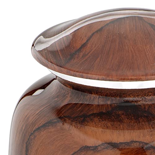 BOLD & DIVINE Cherry Wood Grain Finish Cremation Urn | Human Ashes Adult Memorial urn, Burial, Funeral Cremation Urns | 200 Cubic Inches Adult