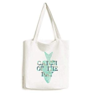 catch blue fish art deco gift fashion tote canvas bag shopping satchel casual handbag