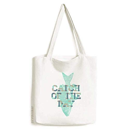 Catch Blue Fish Art Deco Gift Fashion Tote Canvas Bag Shopping Satchel Casual Handbag