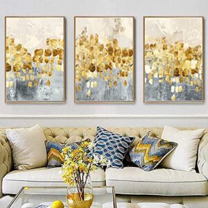 vlejoy abstract gold and gray wall art foil canvas artwork for living room poster luxury painting bedroom 20x28inchx3 frameless