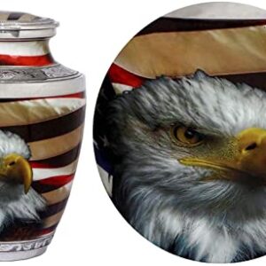 BOLD & DIVINE American Flag Patriotic and Veteran Cremation Urns for Human Ashes Adult Male | Funeral Decorative Urn for Men Carefully Handcrafted with Necklace, Police Dog K9 Army Firefighter