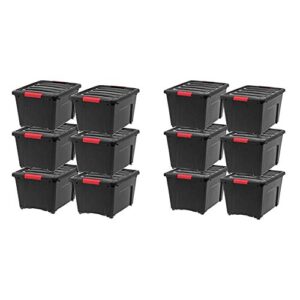 iris usa, inc. tb-28 stack & pull storage box, 32 quart, black tb-56d stack & pull storage box, 53 quart, black
