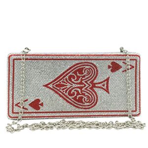novelty poker card ace of hearts evening bags and clutches for women crystal clutch bag rhinestone handbags party purse (small, heart a)