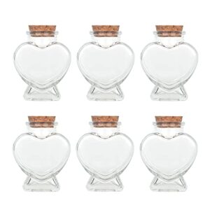 magic season decorative glass bottles with cork stoppers (2.7 fl oz. heart-shaped bottles / 6 pcs)