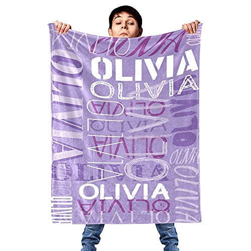 KEEPASSION Customized Blanket with Text Custom Blanket Personalized Flannel Throw Blankets for Adult Kid Birthday Christmas Halloween Mothers Fathers Valentines Day Gift (Purple, 30"x40")