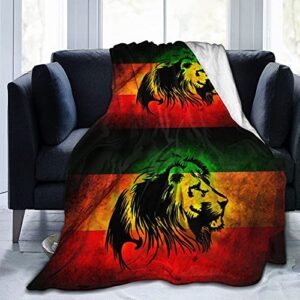 throw blanket jamaican lion flag ultra-soft micro fleece blanket for couch sofa bed living room 50″x40″