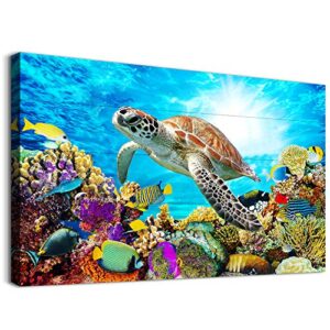 family wall decor for bedroom family canvas wall art for bathroom sea turtles wall pictures artwork office canvas art blue ocean wall painting modern living room kitchen home decorations 12×16 inch