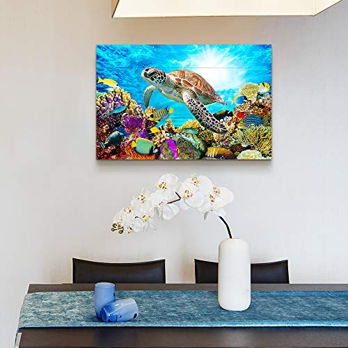 Family Wall Decor For Bedroom Family Canvas Wall Art For Bathroom Sea Turtles Wall Pictures Artwork Office Canvas Art Blue Ocean Wall Painting Modern Living Room Kitchen Home Decorations 12x16 Inch