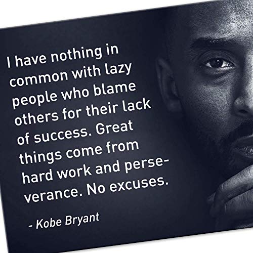 BEKUGART NC Kobe Bryant Quotes-Great Things Come from Hard Work- 8 x 10 -Motivational Basketball Metal Sign Print Poster. Home-Office-Locker Room-Gym Décor. Perfect Wall Art to Inspire Perseverance.