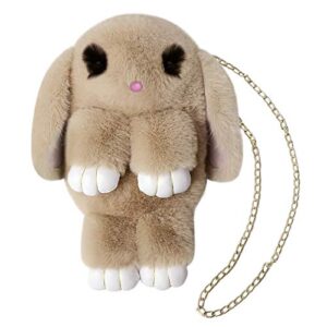 plush rabbit shaped crossbody faux fur bunny hare shoulder bag knapsack girls travel satchel