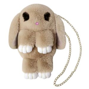 Plush Rabbit Shaped Crossbody Faux Fur Bunny Hare Shoulder Bag Knapsack Girls Travel Satchel