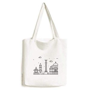 mexico detailed city national landmark building tote canvas bag shopping satchel casual handbag
