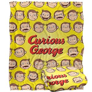 curious george heads officially licensed silky touch super soft throw blanket 50″ x 60″
