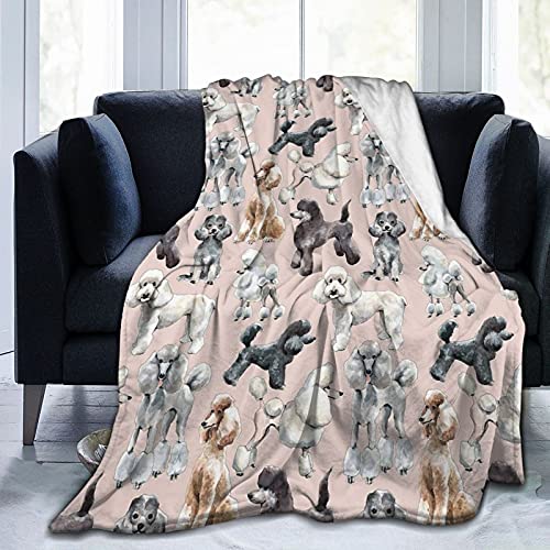 Quicklro Poodles Dogs Flannel Fleece Soft Throw Blanket 50*40inch,Lightweight Microfiber Flannel Fleece Plush Blanket for Bed Sofa Couch All Seasons Black