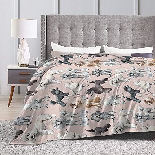 Quicklro Poodles Dogs Flannel Fleece Soft Throw Blanket 50*40inch,Lightweight Microfiber Flannel Fleece Plush Blanket for Bed Sofa Couch All Seasons Black