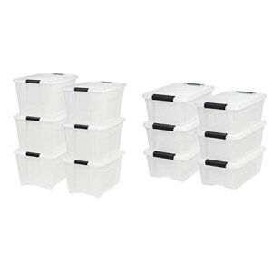 iris usa, inc. tb-56d 53 quart stack & pull box, multi-purpose storage bin, 6 pack with tb-42 12 quart stack & pull box, multi-purpose storage bin, 6 pack