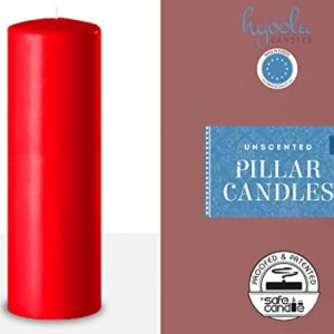 Hyoola Red Pillar Candles 2x8 Inch - 4 Pack Unscented Pillar Candles - European Made