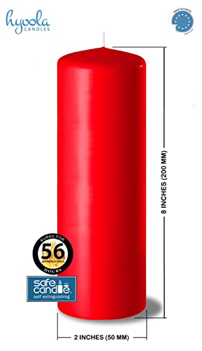 Hyoola Red Pillar Candles 2x8 Inch - 4 Pack Unscented Pillar Candles - European Made