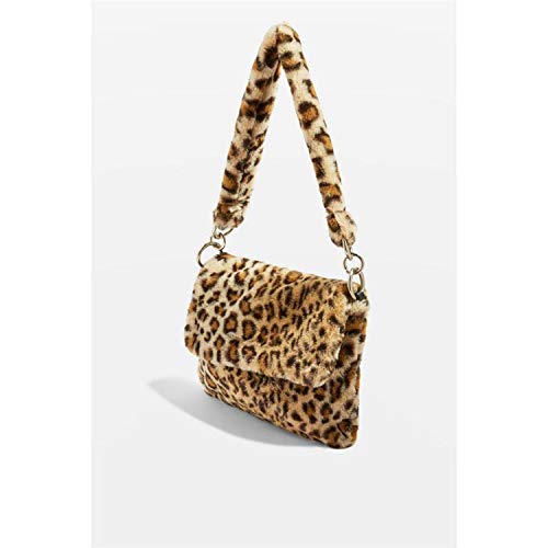 QTMY Faux Fur Tote Crossbody Bag,Shoudler Bag Purse Handbag for Women,Leopard Print