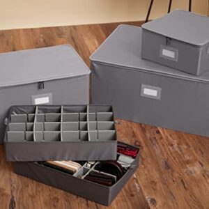 Covermates Keepsakes - Adjustable Zip-Top Storage Box - Configurable FlexGrid Compartments - Heavy Duty Polyester- Reinforced Handles - Stackable Design - Indoor Storage-Graphite