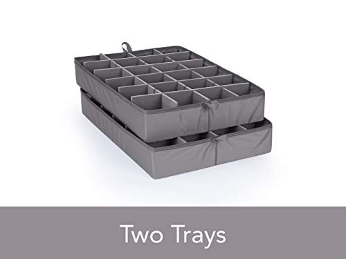 Covermates Keepsakes - Adjustable Zip-Top Storage Box - Configurable FlexGrid Compartments - Heavy Duty Polyester- Reinforced Handles - Stackable Design - Indoor Storage-Graphite