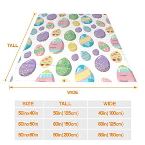 JOOCAR Flannel Throw Blanket Happy Easter Colorful Eggs Cozy&Soft Plush Blankets for Bed Couch Living Room Sofa Chair