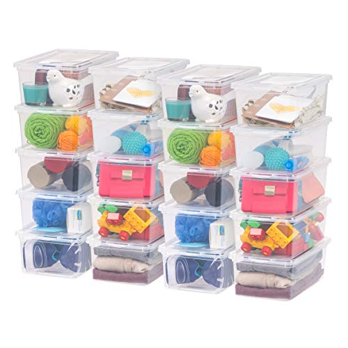 IRIS USA, Inc. TB-42 12 Quart Stack & Pull Box, Clear, 6 Stack and Pull CNL-5 Storage Box, 5 Quart, Clear, 20 Pack