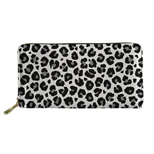 ZFRXIGN Snow Leopard Wallets Womens Coin Change Pocket Purse Zipper Around Animal Cheetah Striped Black and White