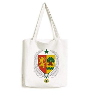 senegal africa national emblem tote canvas bag shopping satchel casual handbag