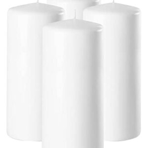 Hyoola White Pillar Candles 2x6 Inch - 4 Pack Unscented Pillar Candles - European Made